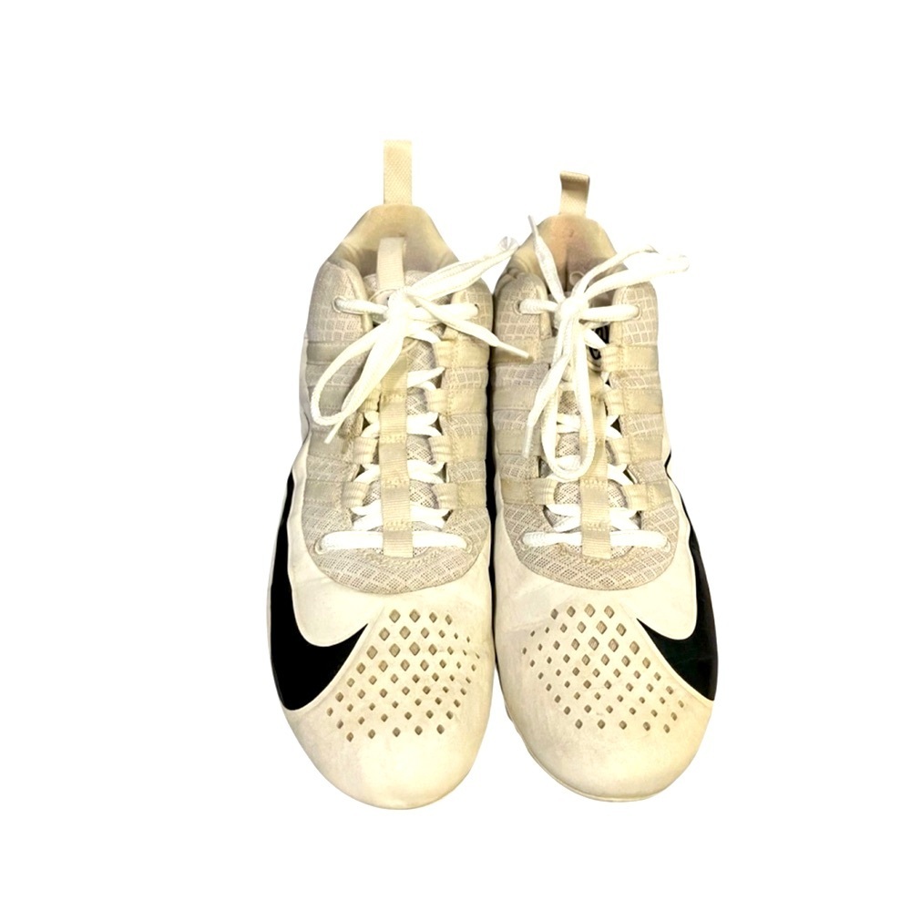 NIKE Lacrosse Alpha Huarache Size 11 White Grey Cleats Laces Shoes